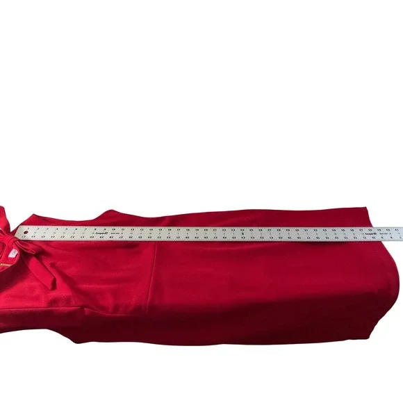 Calvin Klein 12 Red Mock Neck Bow Sheath Dress Office Siren Professional Midi 12 - Picture 7 of 13